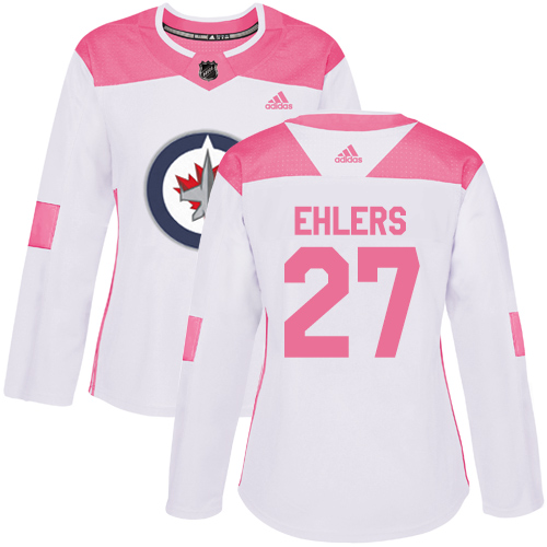 Adidas Jets #27 Nikolaj Ehlers White/Pink Authentic Fashion Women's Stitched NHL Jersey